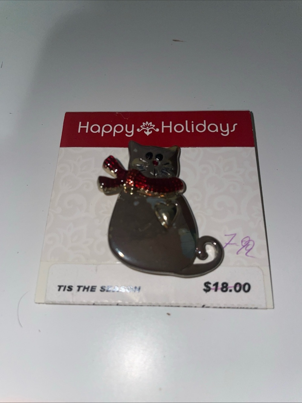 Kohl's Happy Holidays Kitten Cat In Scarf Brooch Pin